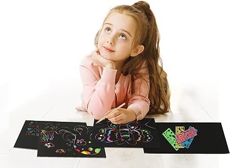 Creative Magic Color Rainbow Scratch Art Paper Imported Multicolour Scratch Book,rainbow Scratch Art For Kids Girls Boys, Black Scratch Paper